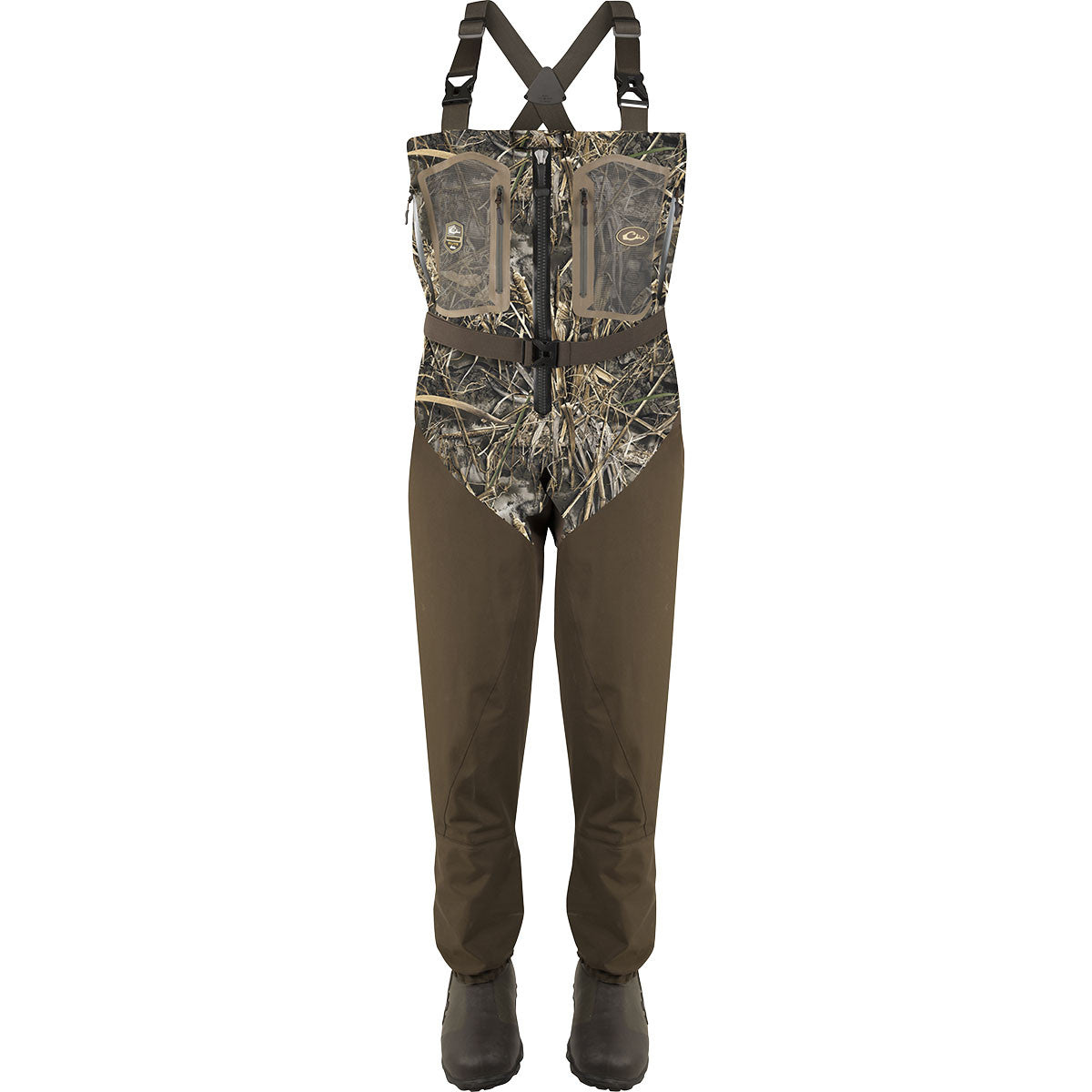 Drake Waterfowl Guardian Elite Front Zip Insulated Wader Image in Realtree Max 7