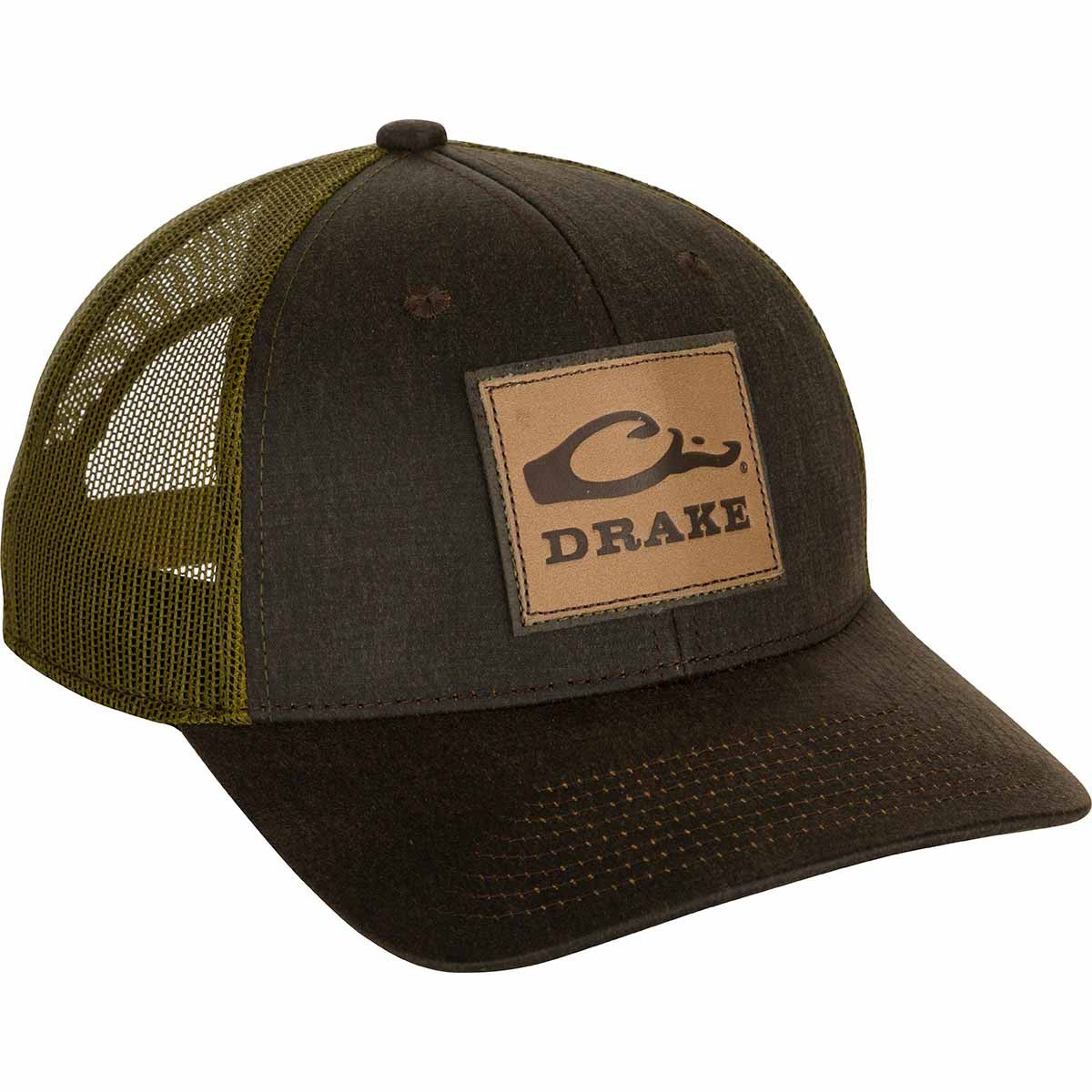 Drake Square Leather Patch Mesh Back Cap image in Brown