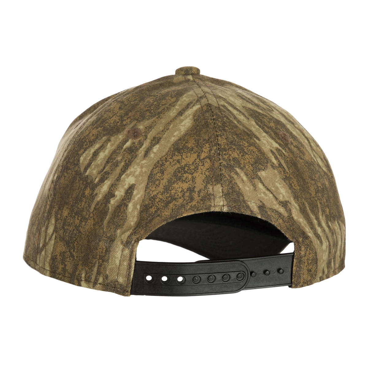 Drake Waterfowl 6-Panel Badge Cap Back Image in Mossy Oak Bottomland