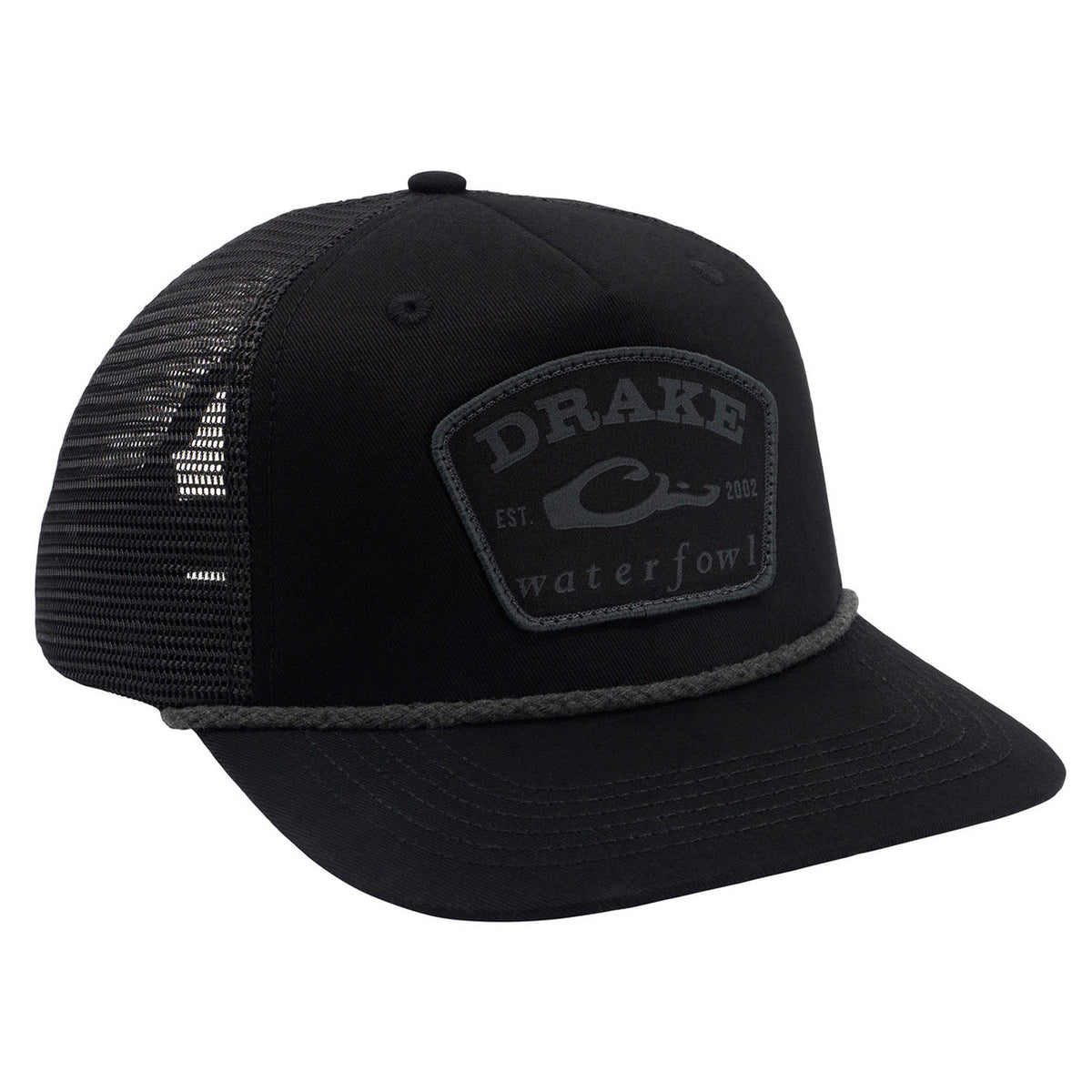 Image of the Drake Waterfowl X Lost Drake Patch Rancheero Rope Cap in Blackout Black