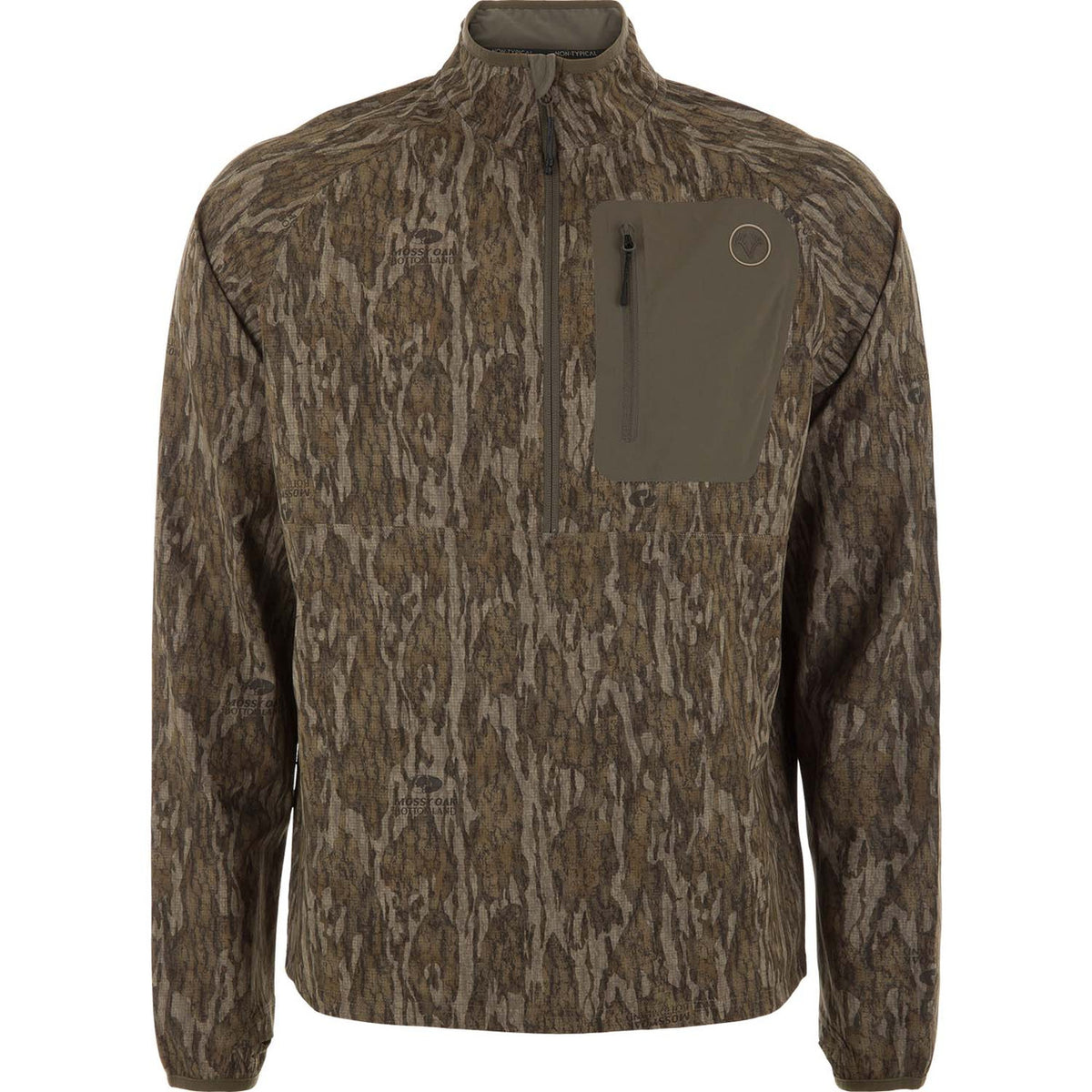 Image of the Drake Non-Typical Lightweight SWT Half Zip Pullover with Agion Active X2 in Mossy Oak Bottomland