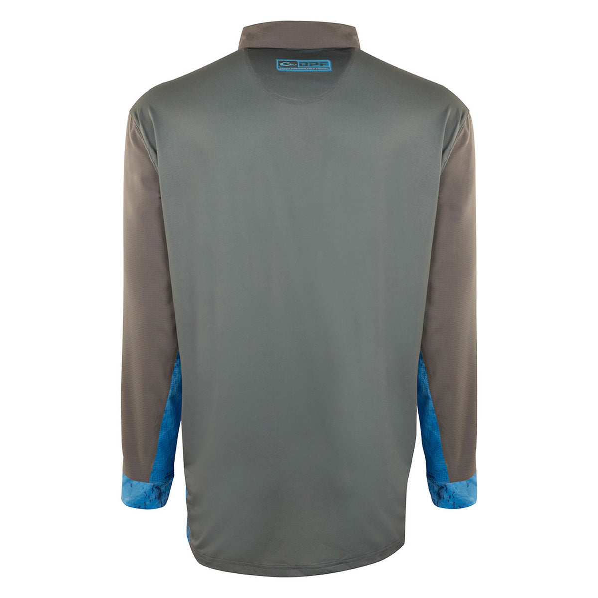 Drake Shield 4 UPF 50+ Cast-Away Performance Shirt Back Image in Dolphin