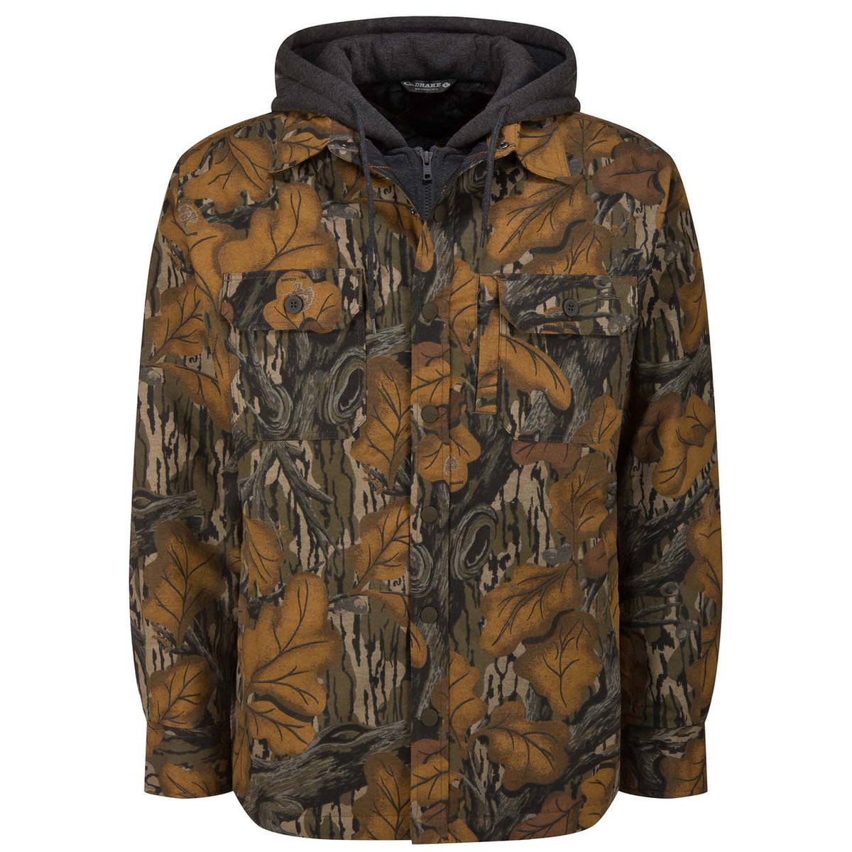 Image of the Drake Waterfowl The Campfire Flannel Hoodie in Mossy Oak Fall Foliage