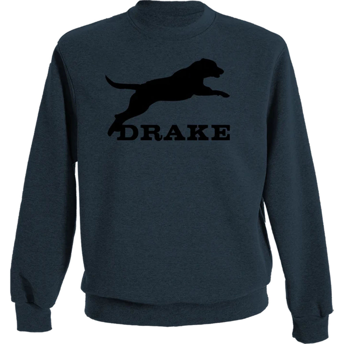 Drake Waterfowl Leaping Lab Graphic Crew Sweatshirt Back Image in Orion Blue