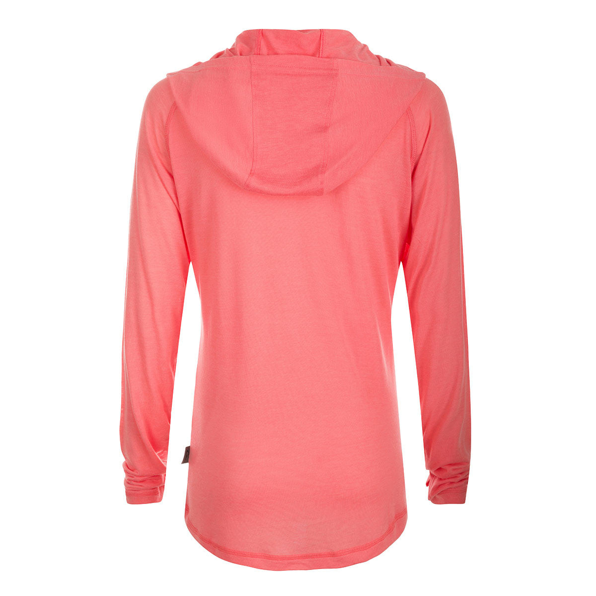 Drake Women's Lauren Mountain Bamboo Long Sleeve Hoodie Back Image in Shell Pink Heather