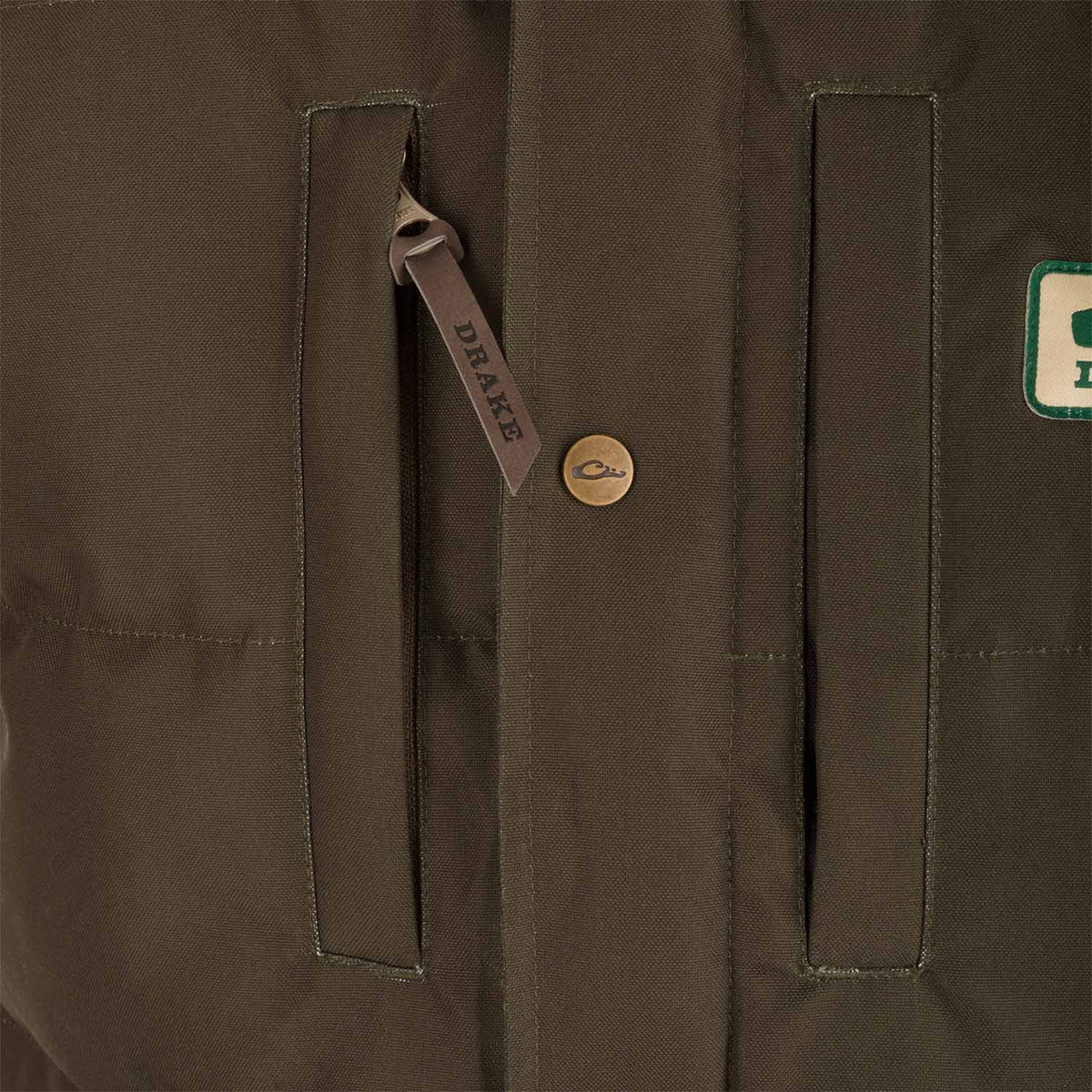 Drake Waterfowl Throwback80 Featherless Puffer Jacket Chest Pockets Image