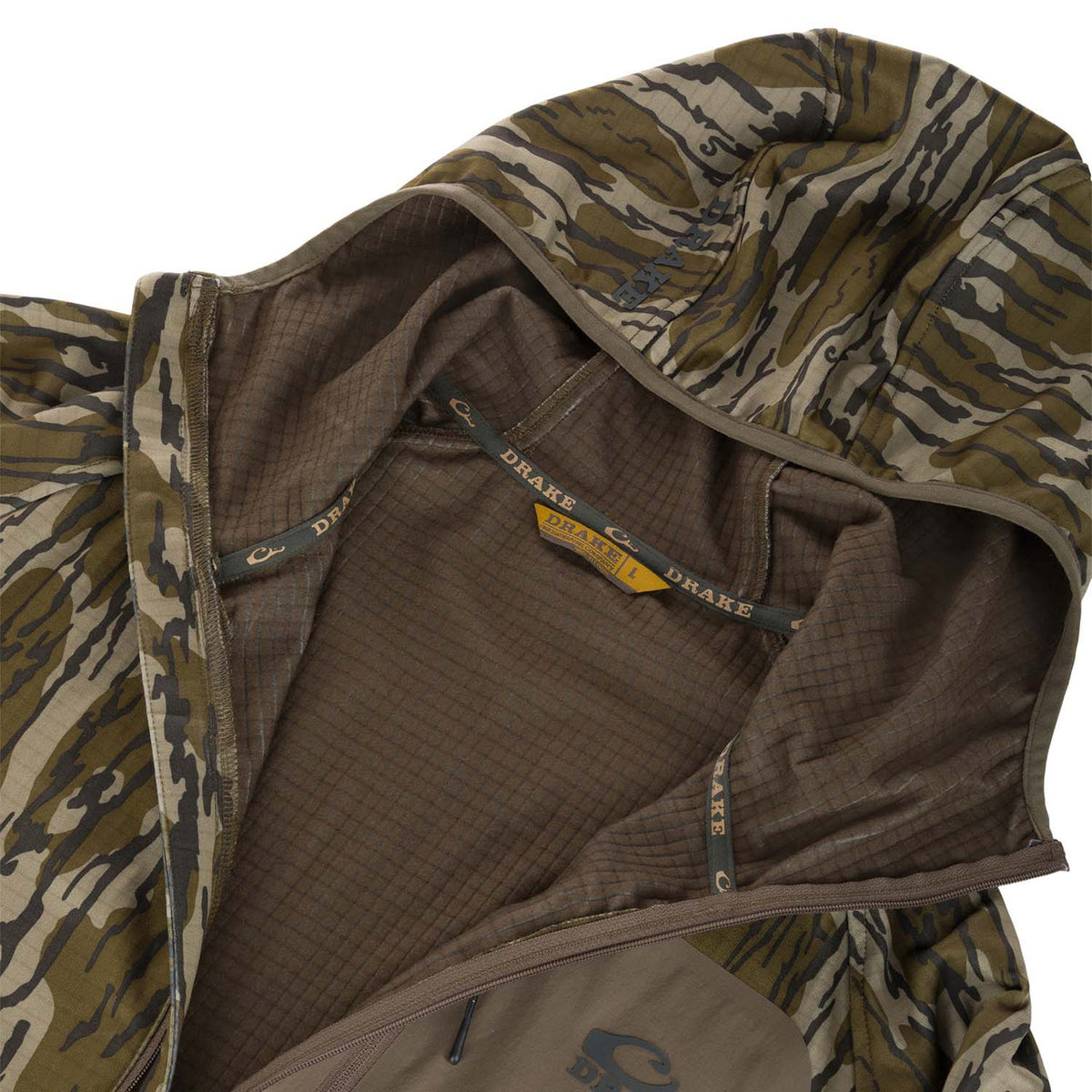 Drake Waterfowl Grid Fleece Half-Zip Hoodie Inside of Neck Image