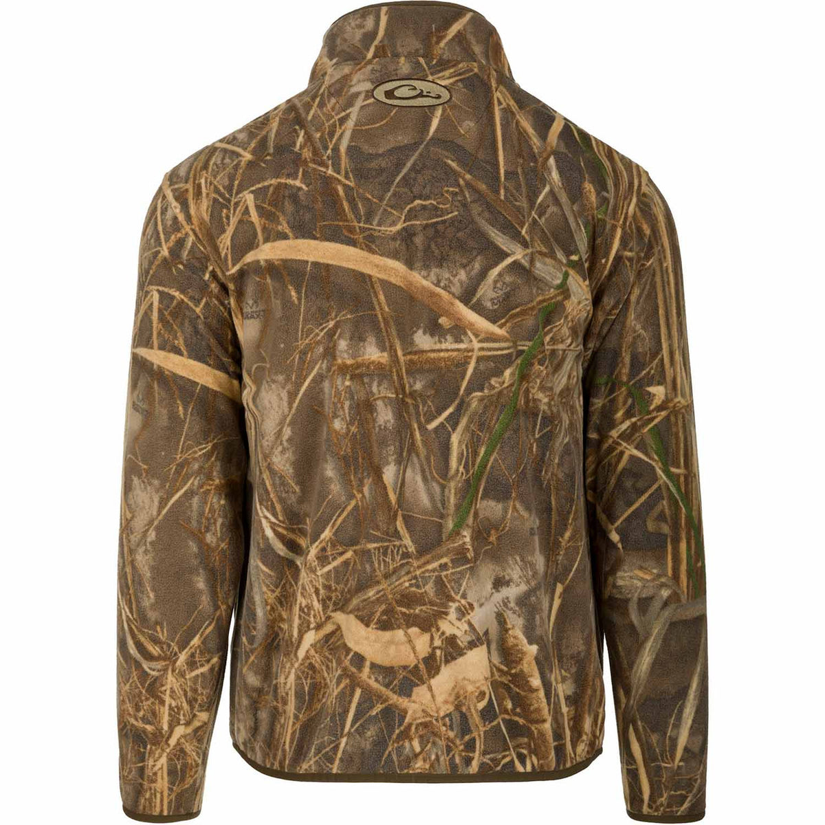 Drake Waterfowl MST Camo Camp Fleece Full-Zip Jacket Back Image in Realtree Max 7