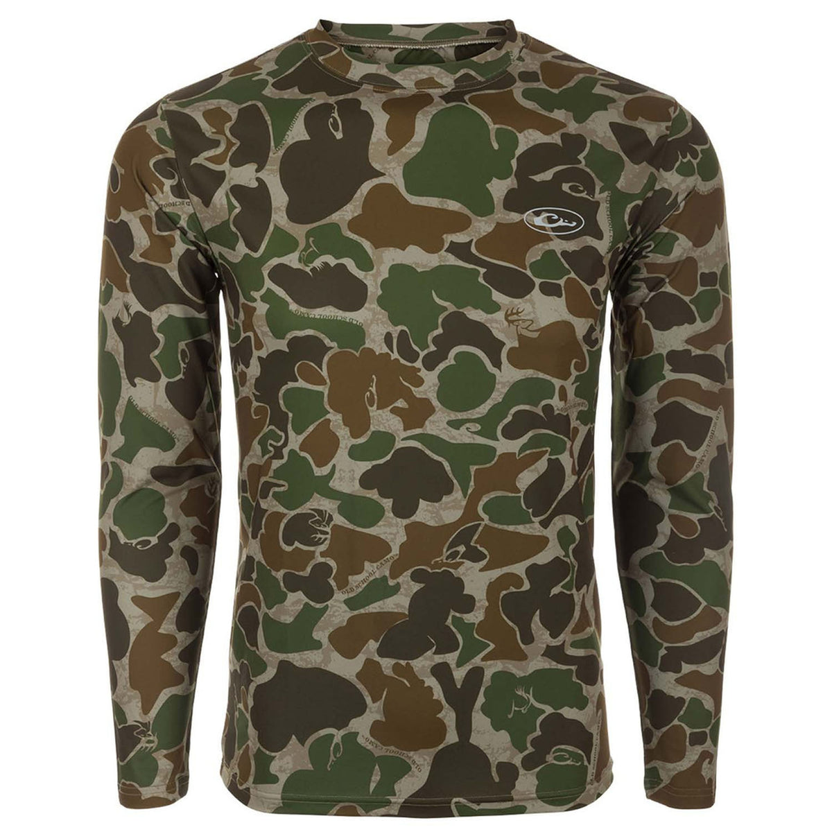 Drake EST Camo Performance Crew Long Sleeve Old School image in Old School Green