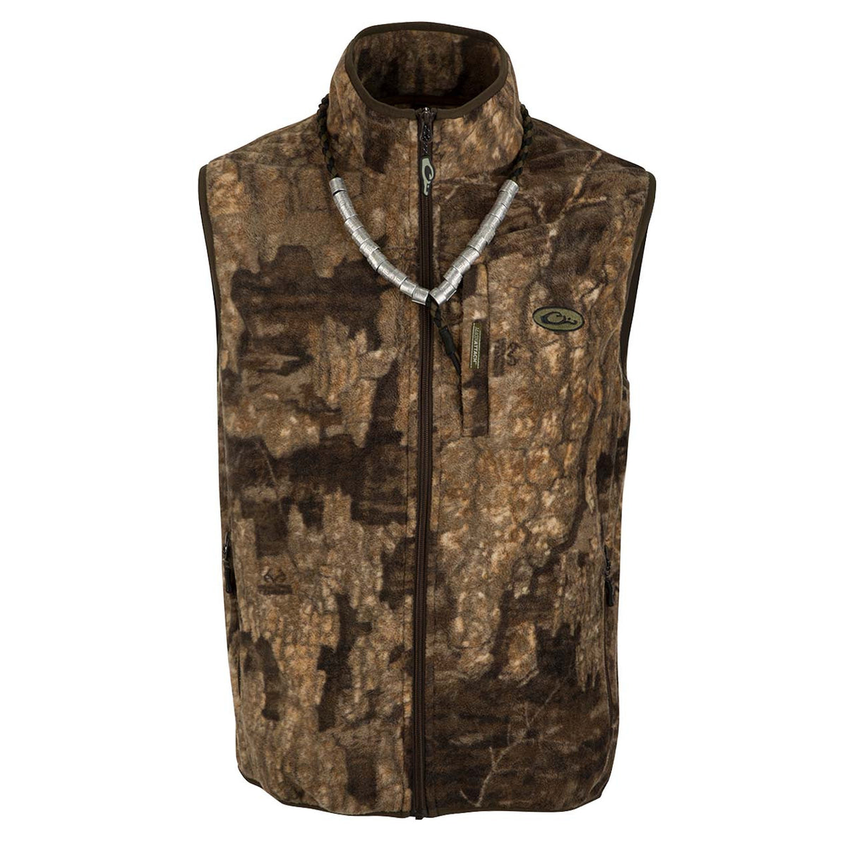 Drake Waterfowl MST Camo Camp Fleece Vest Image in Realtree Timber