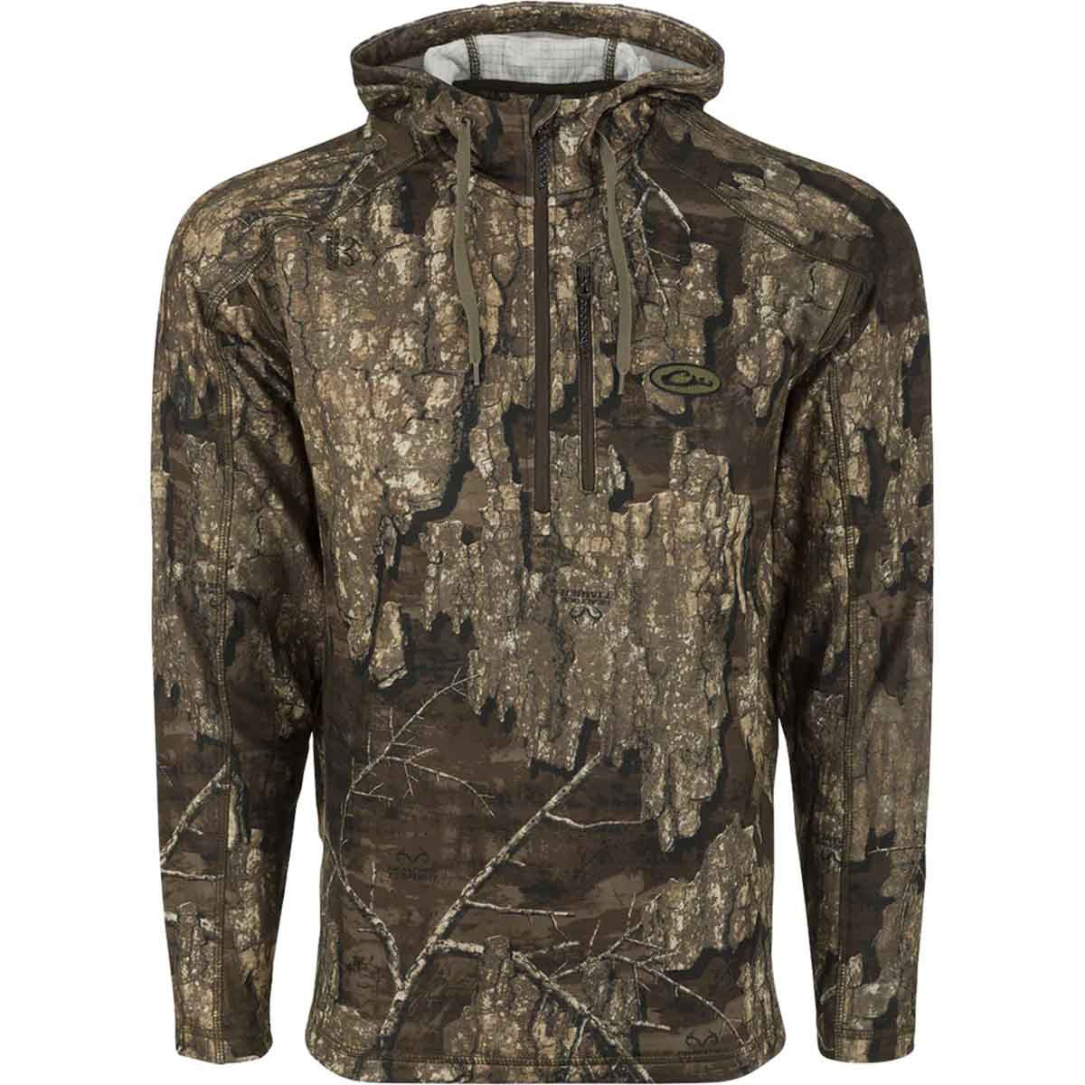 Drake Waterfowl MST Breathelite 1/4-Zip Camo Hoodie Image in Realtree Timber