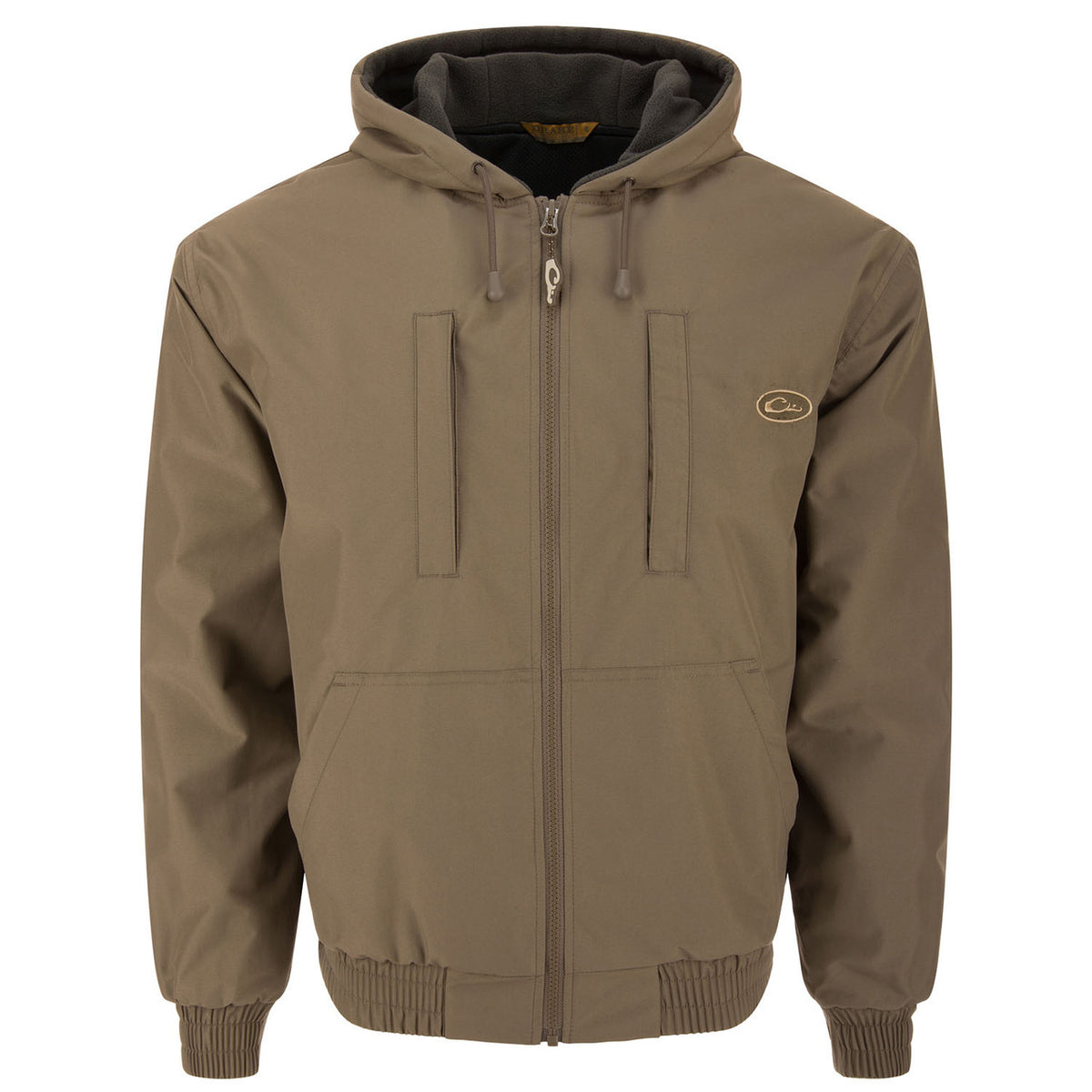 Drake MST Waterproof Full-Zip Jacket with Hood Image in Mud Brown