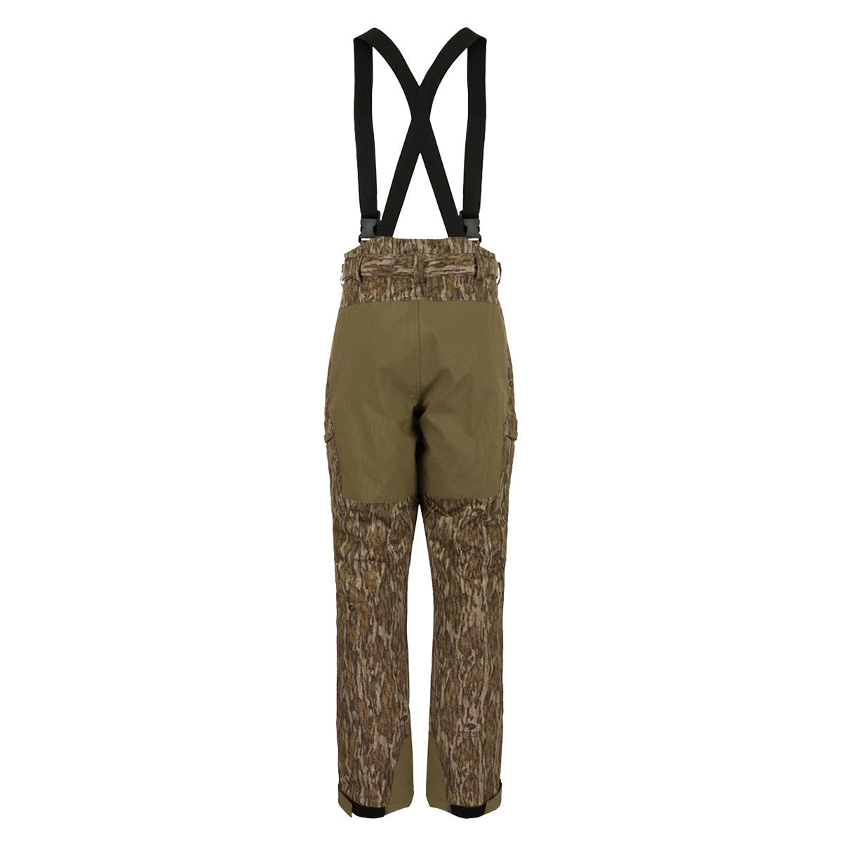 Drake Waterfowl MST Waist-High Insulated Bibs Back Image in Mossy Oak Bottomland