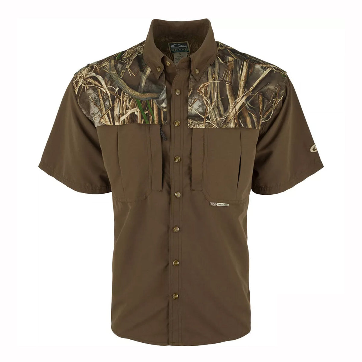Drake Waterfowl EST Two-Tone Camo Flyweight Wingshooter's Shirt Image in Realtree Max 7