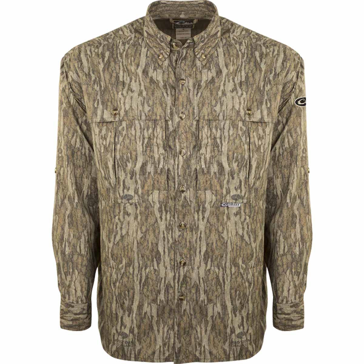 Drake EST Camo Flyweight Wingshooter's Long-Sleeve Shirt - Mossy Oak Bottomland