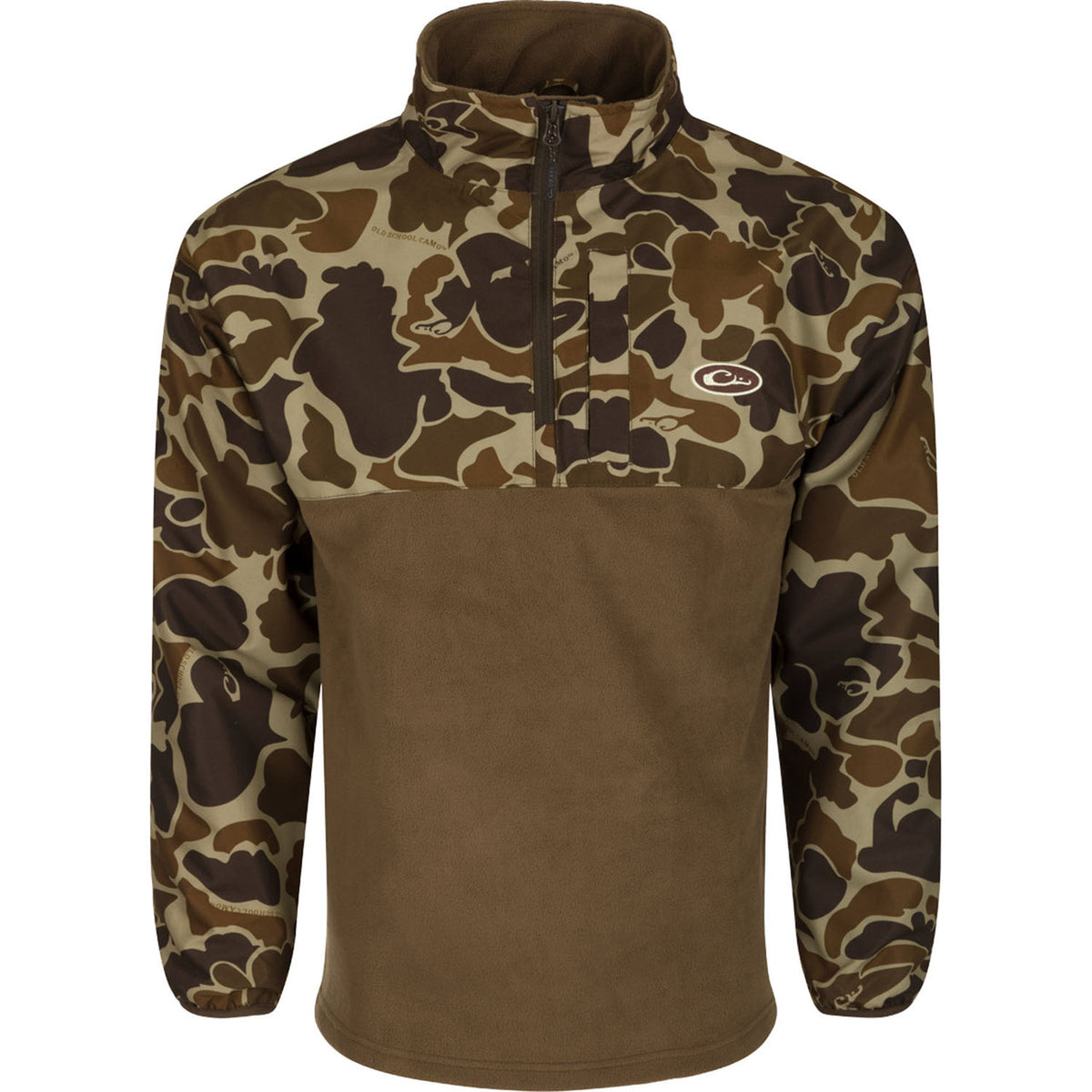 Drake Waterfowl MST 1/4 Zip Refuge Eqwader Jacket Front Image in Old School