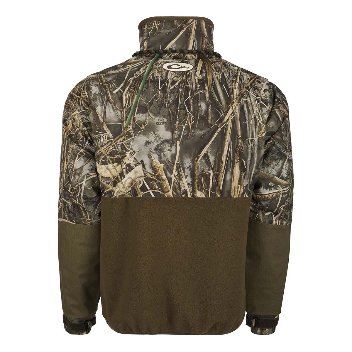 Drake Waterfowl MST Guardian Eqwader Flex Fleece Full-Zip Jacket Back Image in Realtree Max 7