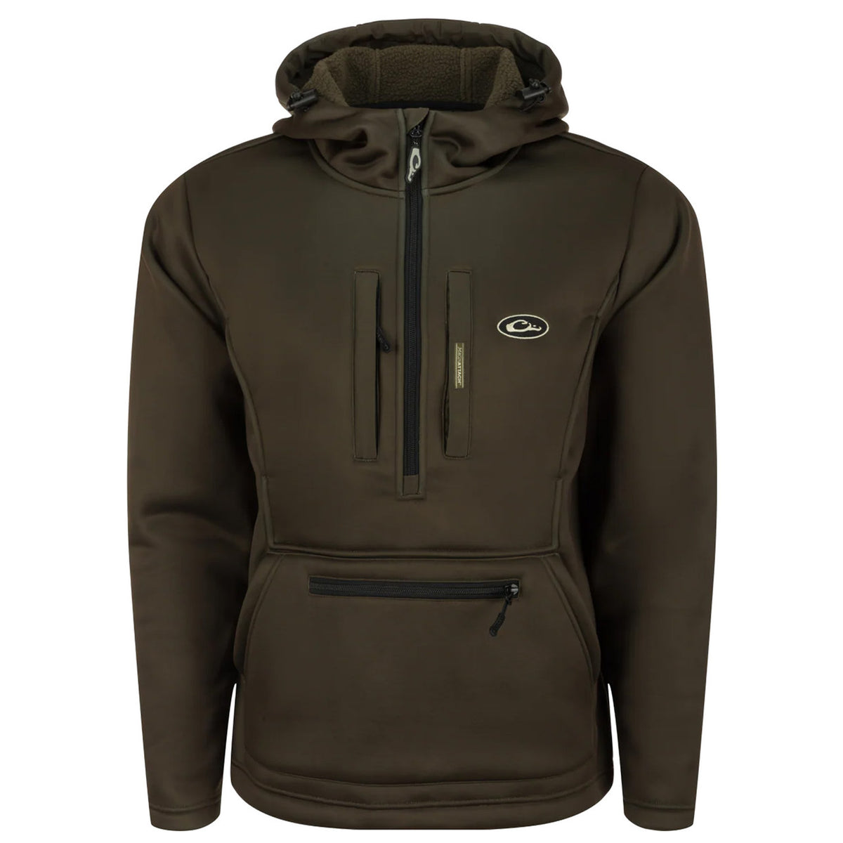 Drake Waterfowl Ultimate Wader Quarter Zip Hoodie Image in Green Timber