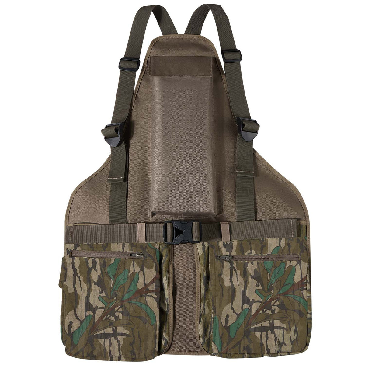 Front Image of the Drake Waterfowl Throwback 80 Turkey Vest in Mossy Oak Greenleaf.