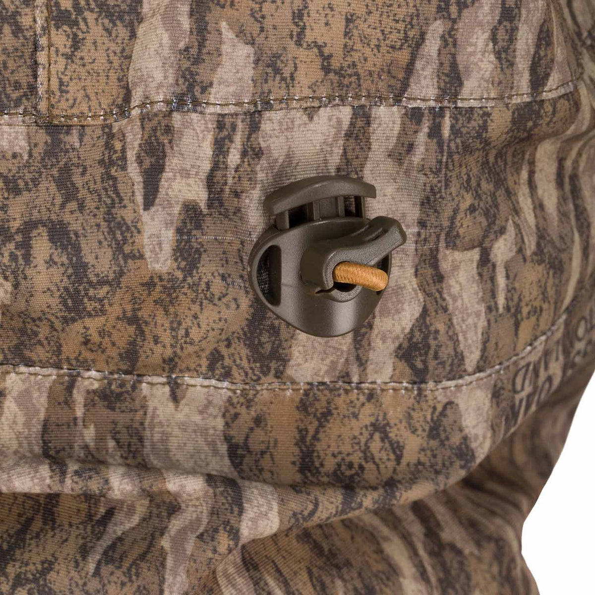 Drake Waterfowl LST Hardline 3-in-1 Jacket Hood Adjustment Image.