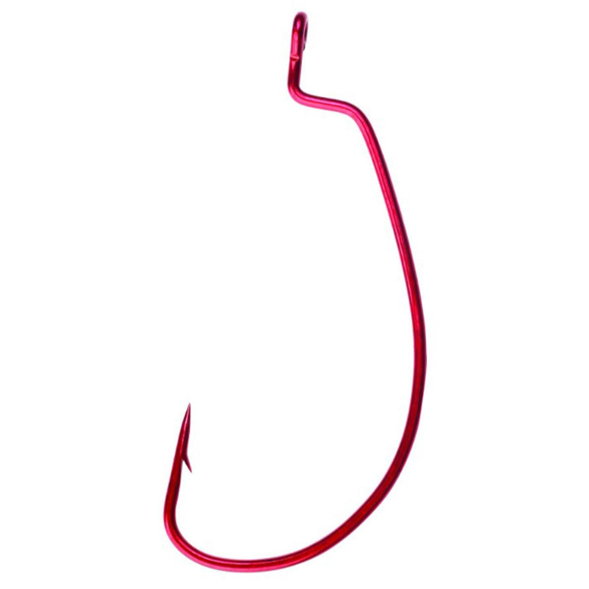 Wide Gap Worm Hook Red 1/0, 5 Pack