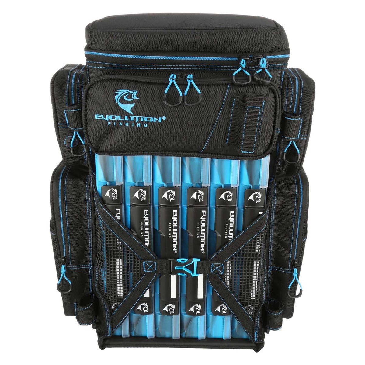 Evolution Outdoor Vertical 3700 Drift Series Tackle Backpack Front Image in Blue
