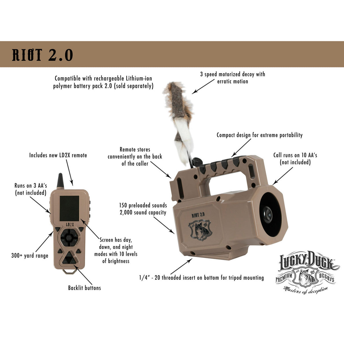 Lucky Duck Riot 2.0 Predator Call features chart image