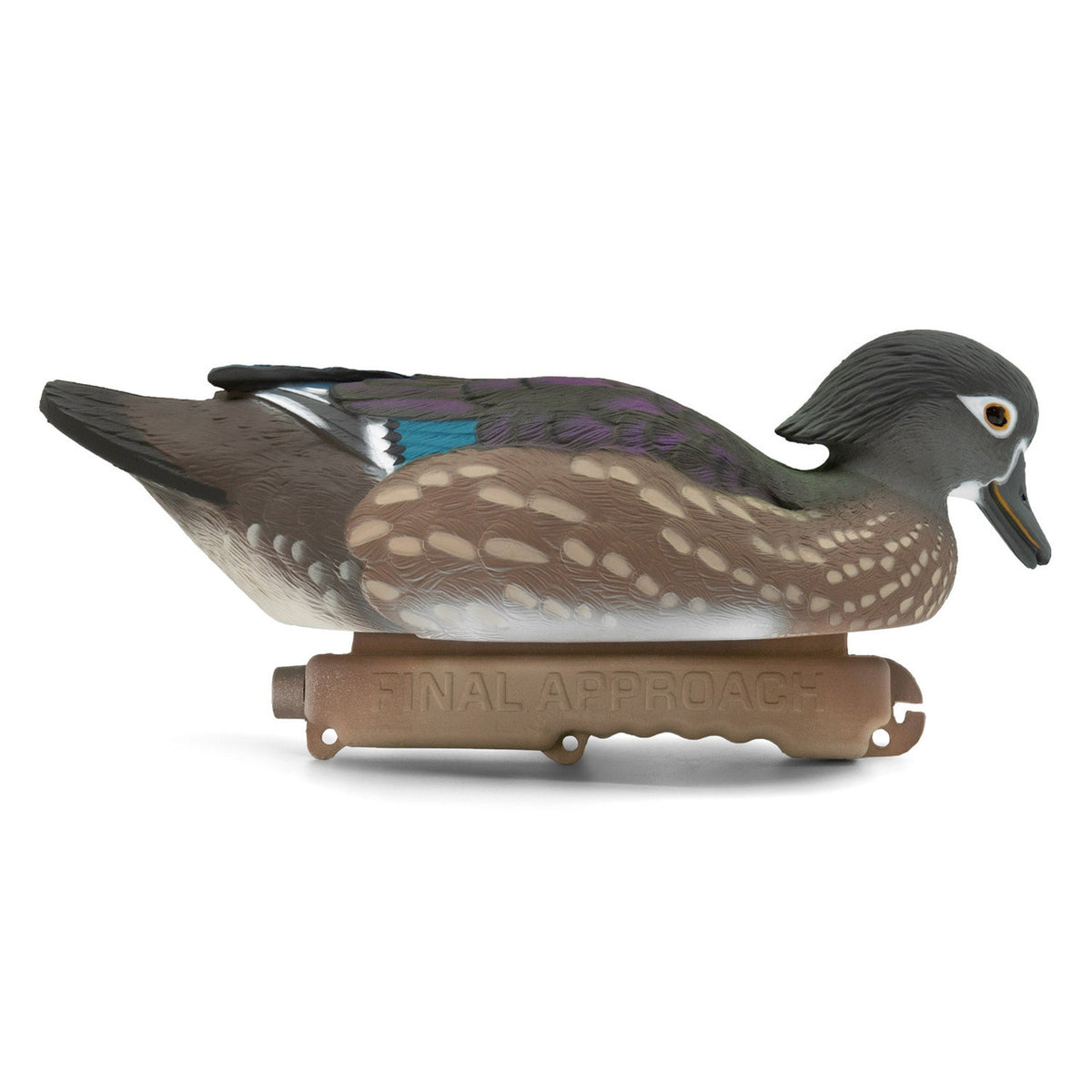 Side hen image of the HD Wood Ducks Floating Duck Decoys.