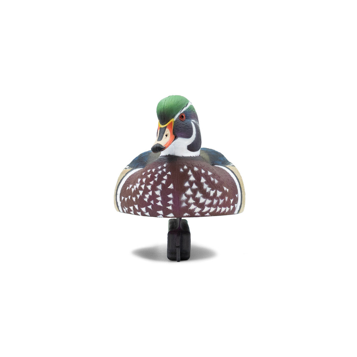 Front image of the HD Wood Ducks Floating Duck Decoys.