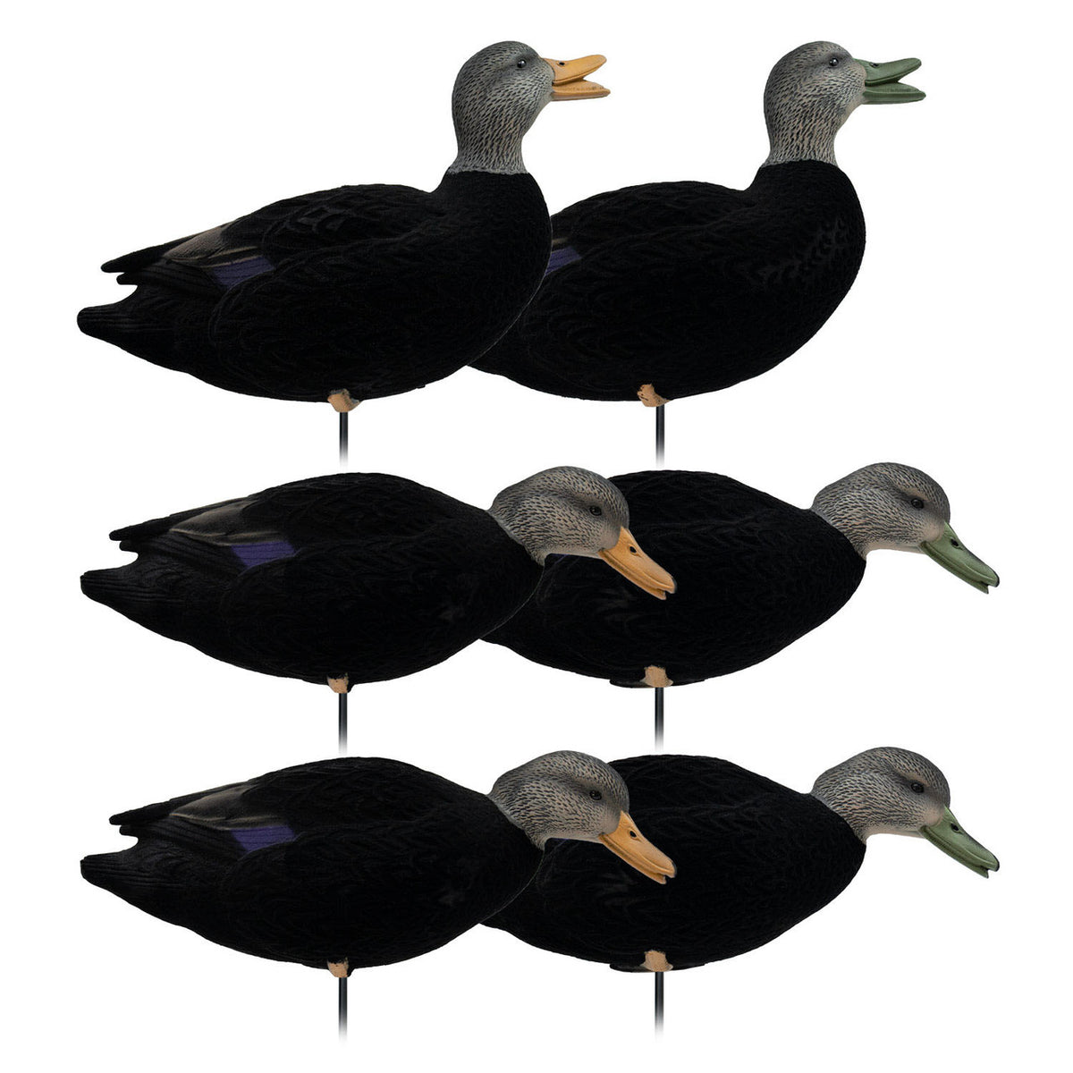 Final Approach HD Fully Flocked Full Body Black Ducks, 6 Pack IMAGE