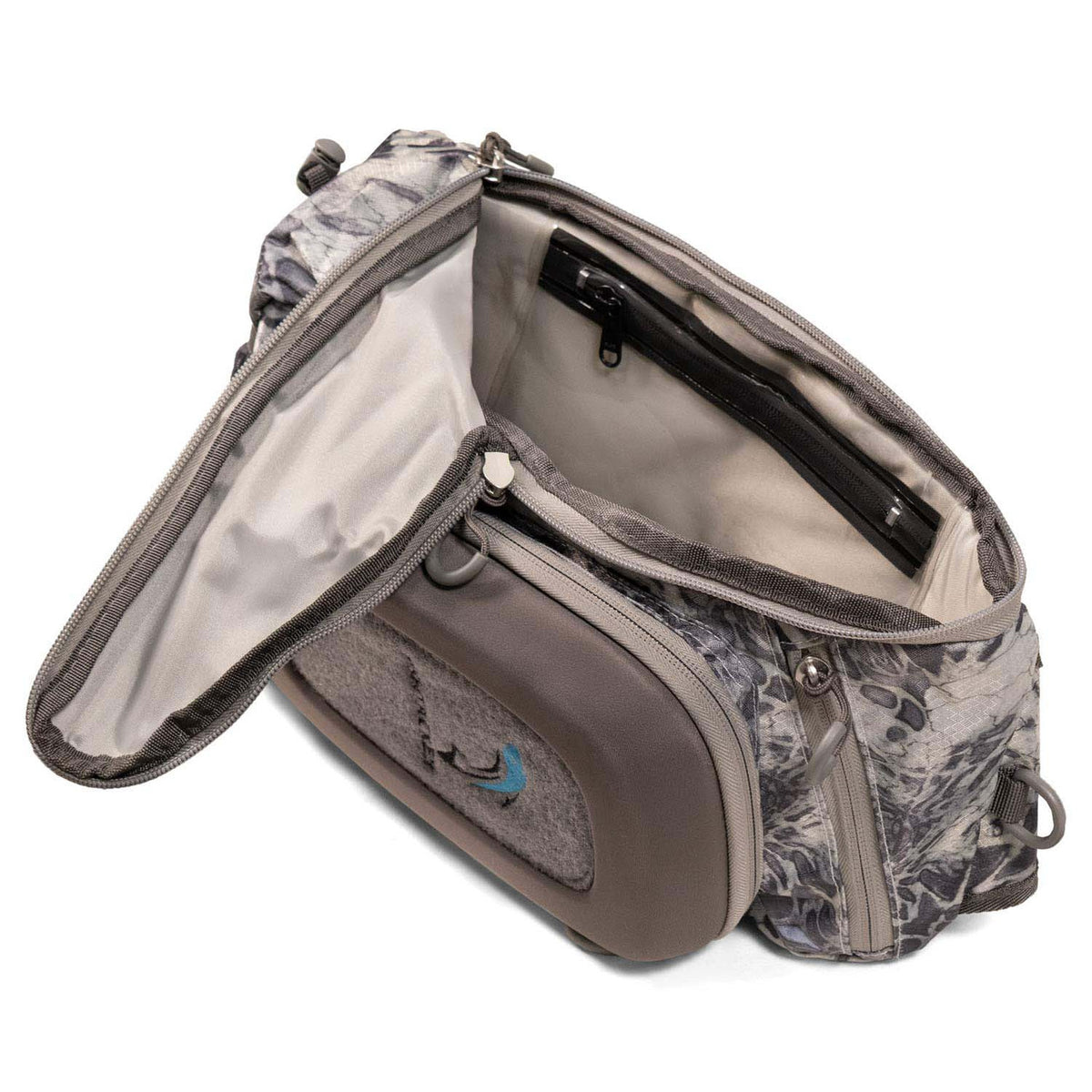 Top inside image of the Fishtacker Riverpath Chest Pack.