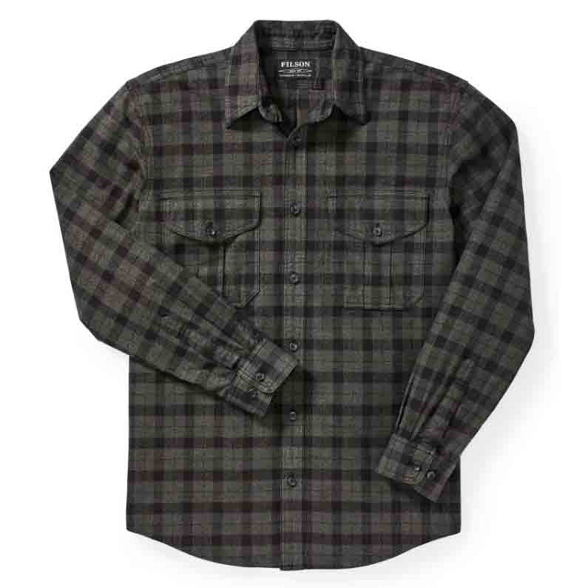 Filson Alaskan Guide Shirt in Heather Grey Black Plaid Red Black