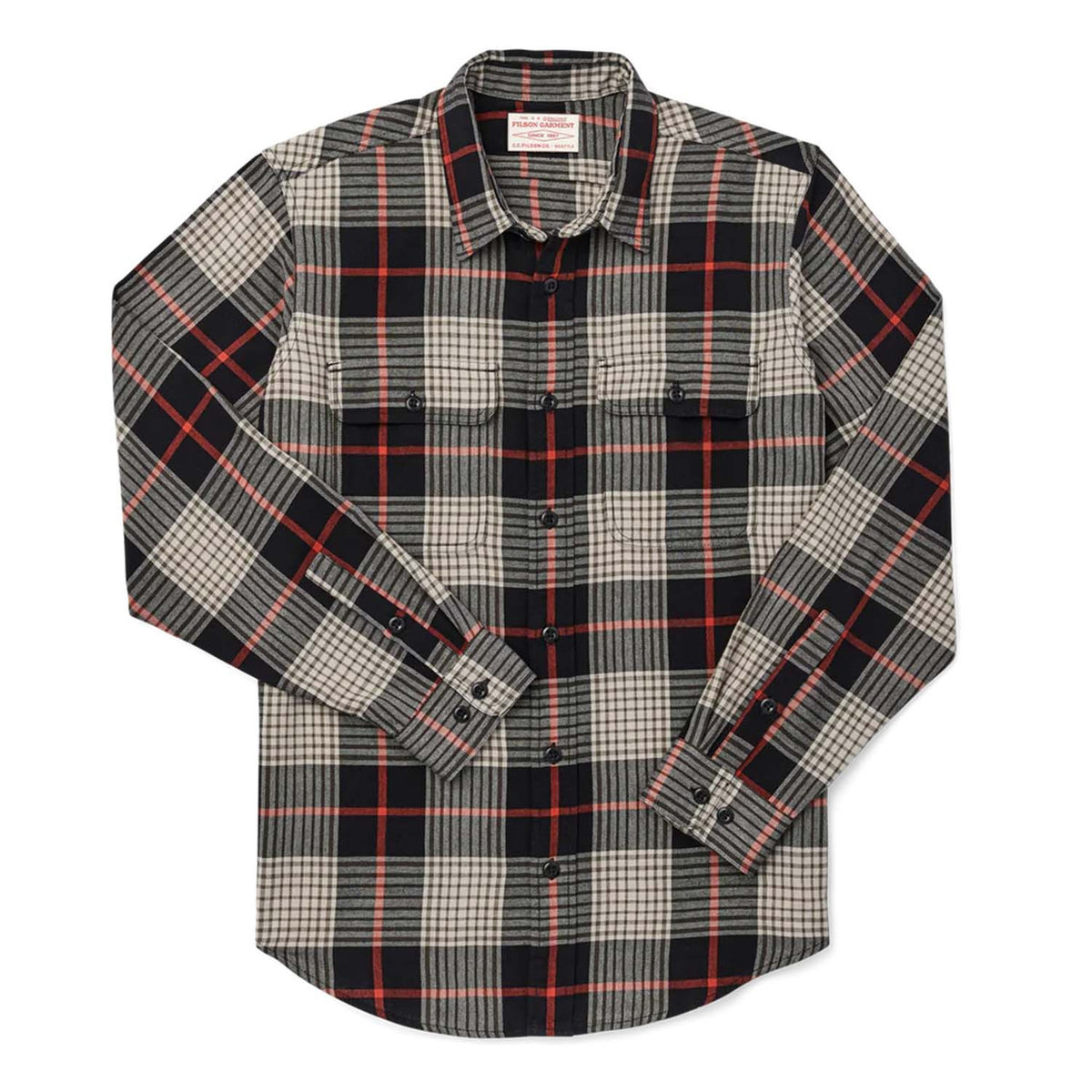 Filson Scout Plaid Shirt Image in Jet Black Plaid