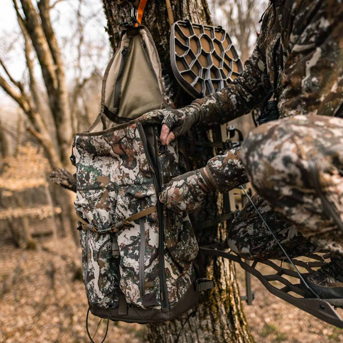 First Lite Transfer Pack Whitetail Backpack In-the-Field Image