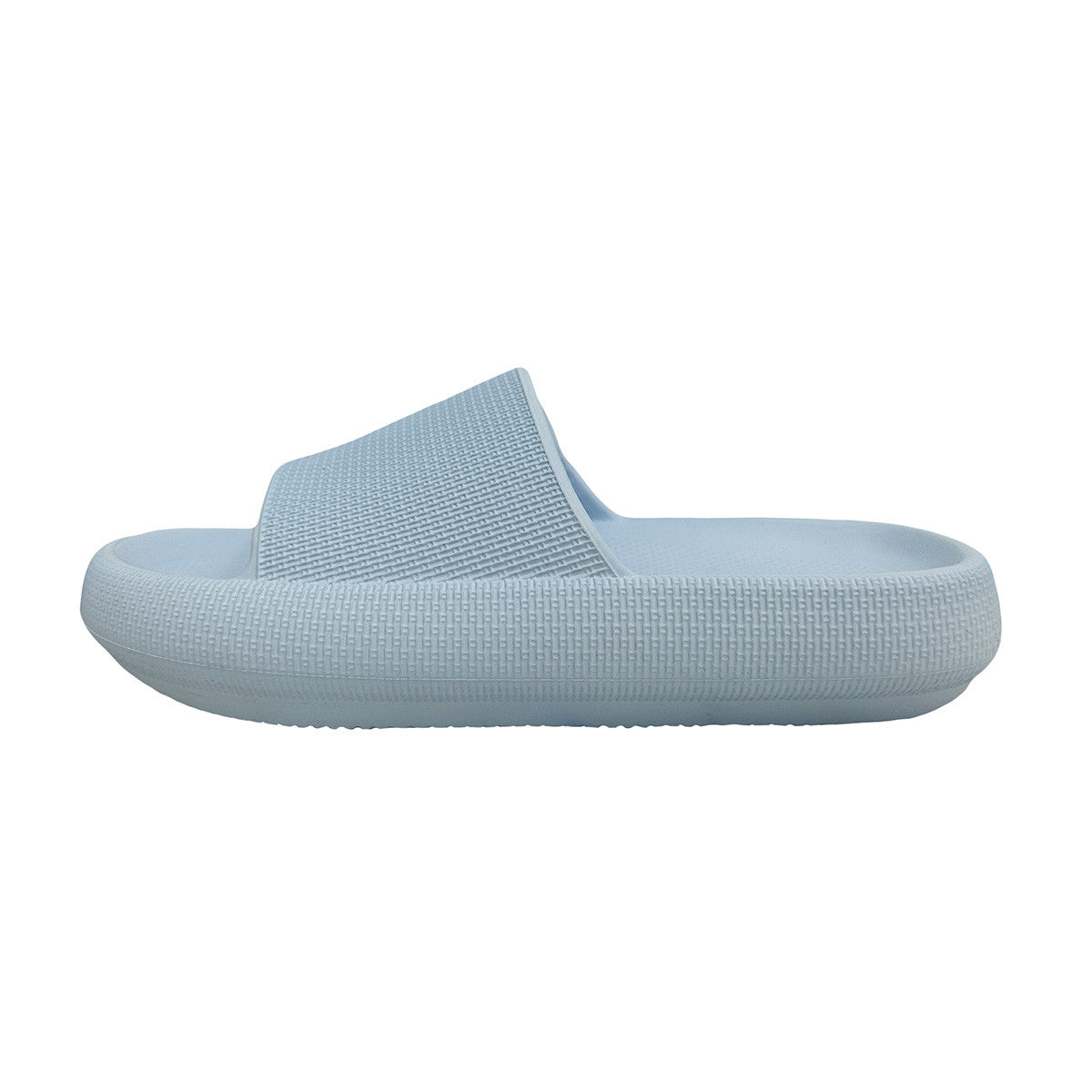 Frogg Toggs Women's Squisheez Slide Sandals Side Image in Baby Blue