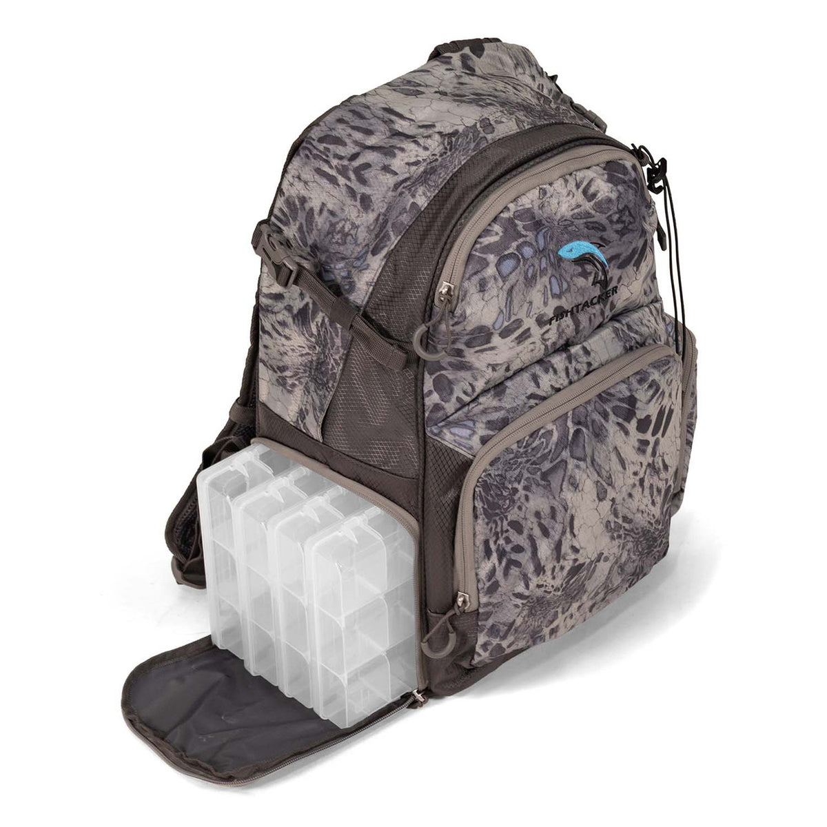 Side Image with Tackle Trays of the Fishtacker Fisherman Backpack 3.0.