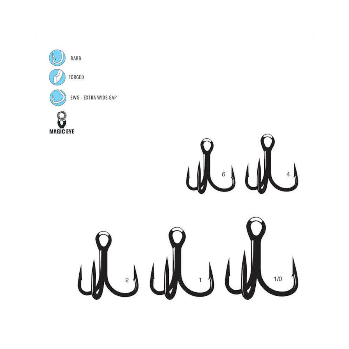 Treble Hook EWG Short Shank - 6 Pack
