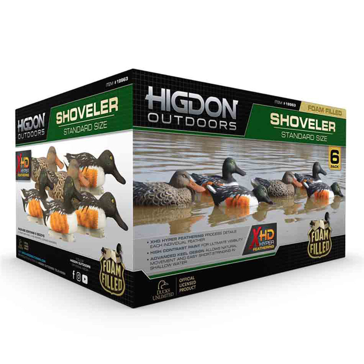 Standard Shoveler Foam-Filled Duck Decoys, 6 Pack