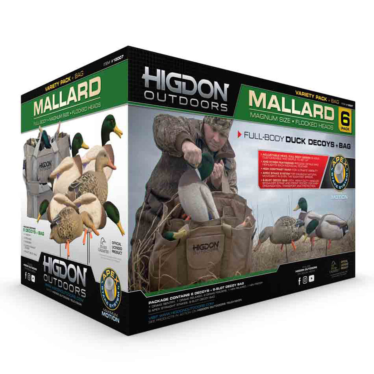 Higdon Magnum Full-Body Mallard, Variety 6 Pack with Flocked Heads and Free Bag Image