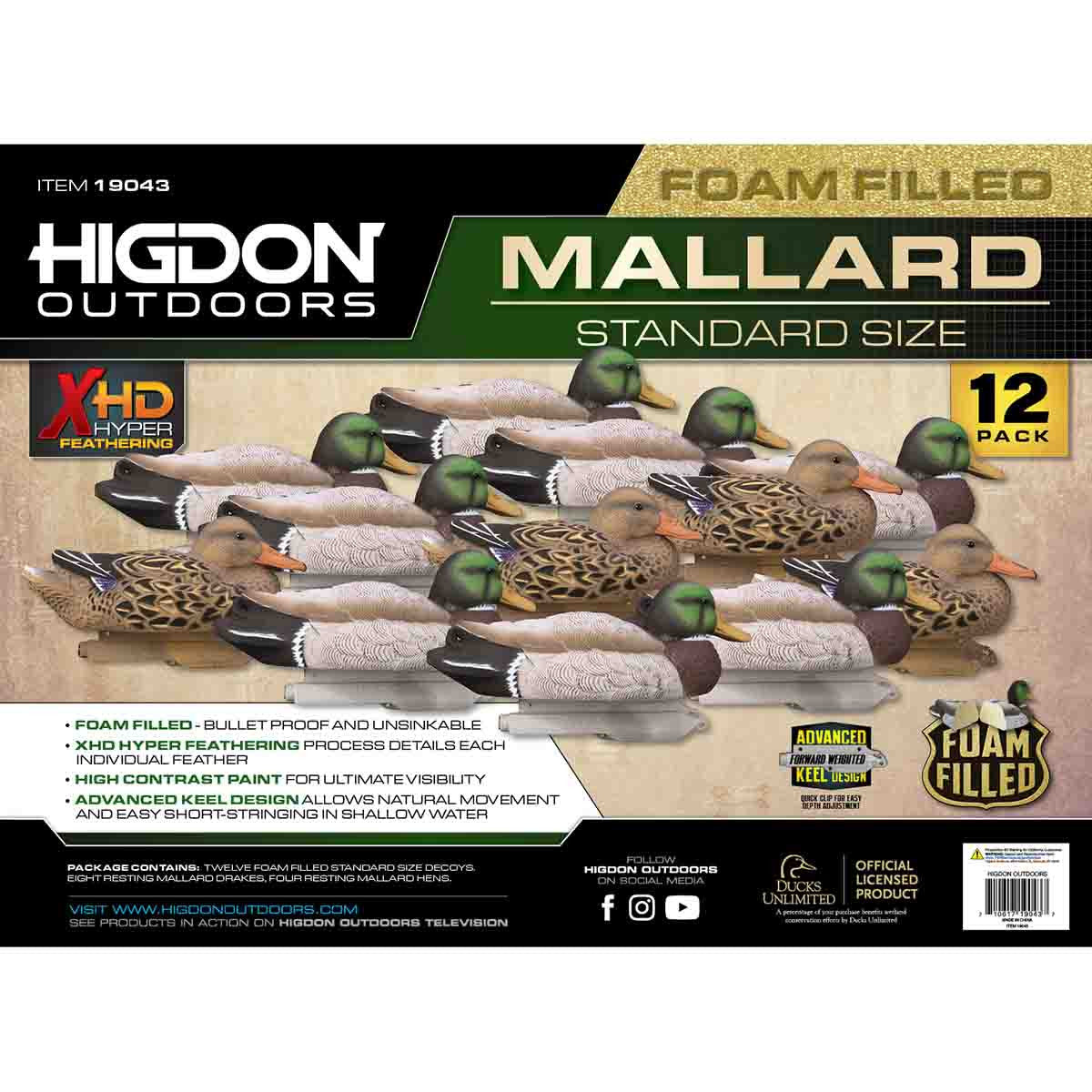 Standard Mallard Foam Filled Duck Decoys 12 Pack