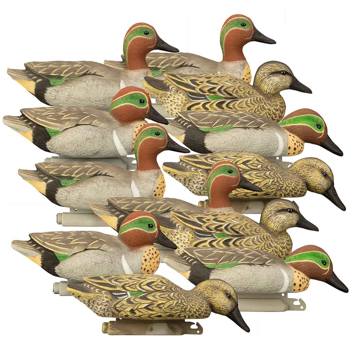 Higdon Outdoors Standard Green-Winged Teal Foam-Filled Duck Decoys, 12 Pack Image