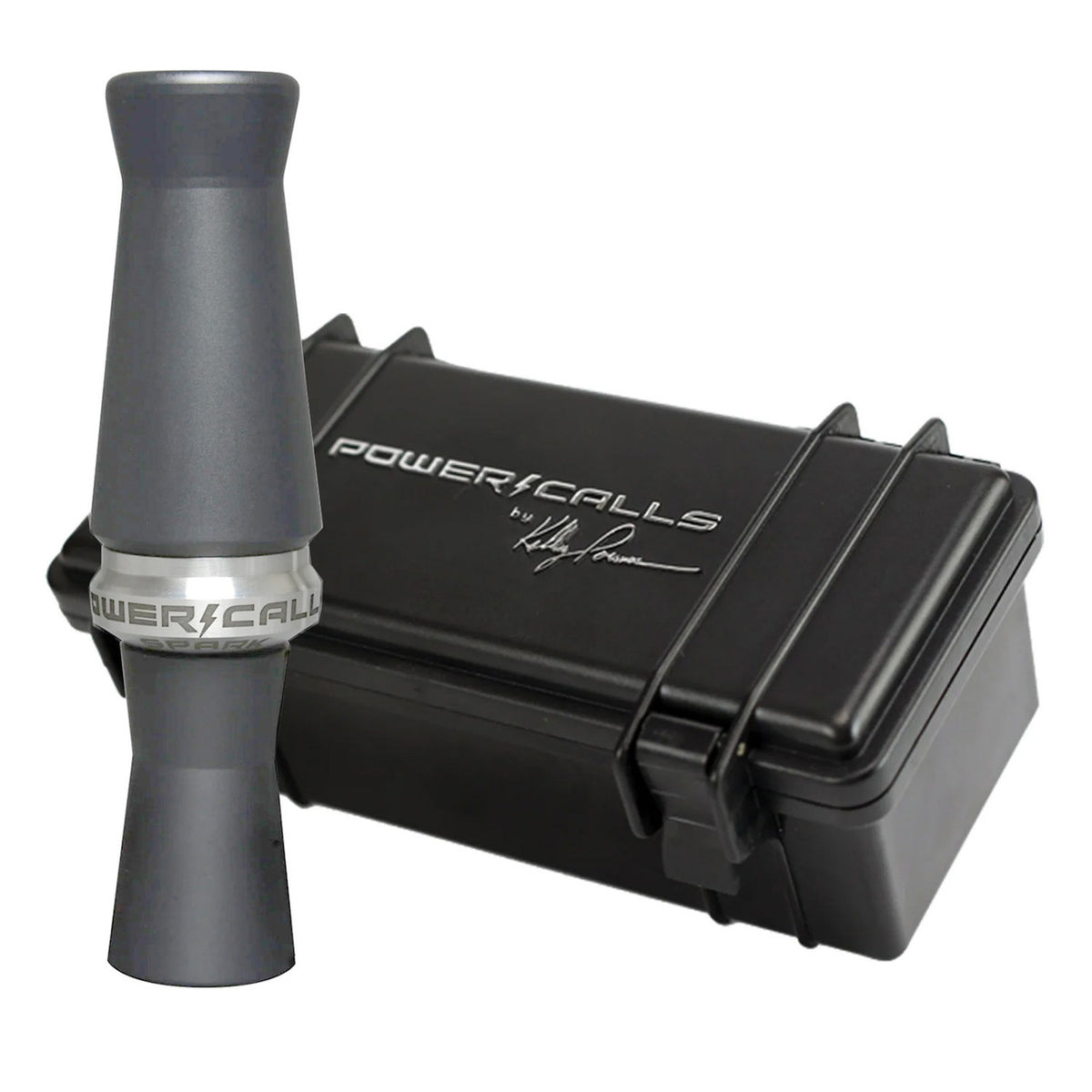 Call and Storage Box Image of the Power Calls Spark Acrylic Specklebelly Goose Call.