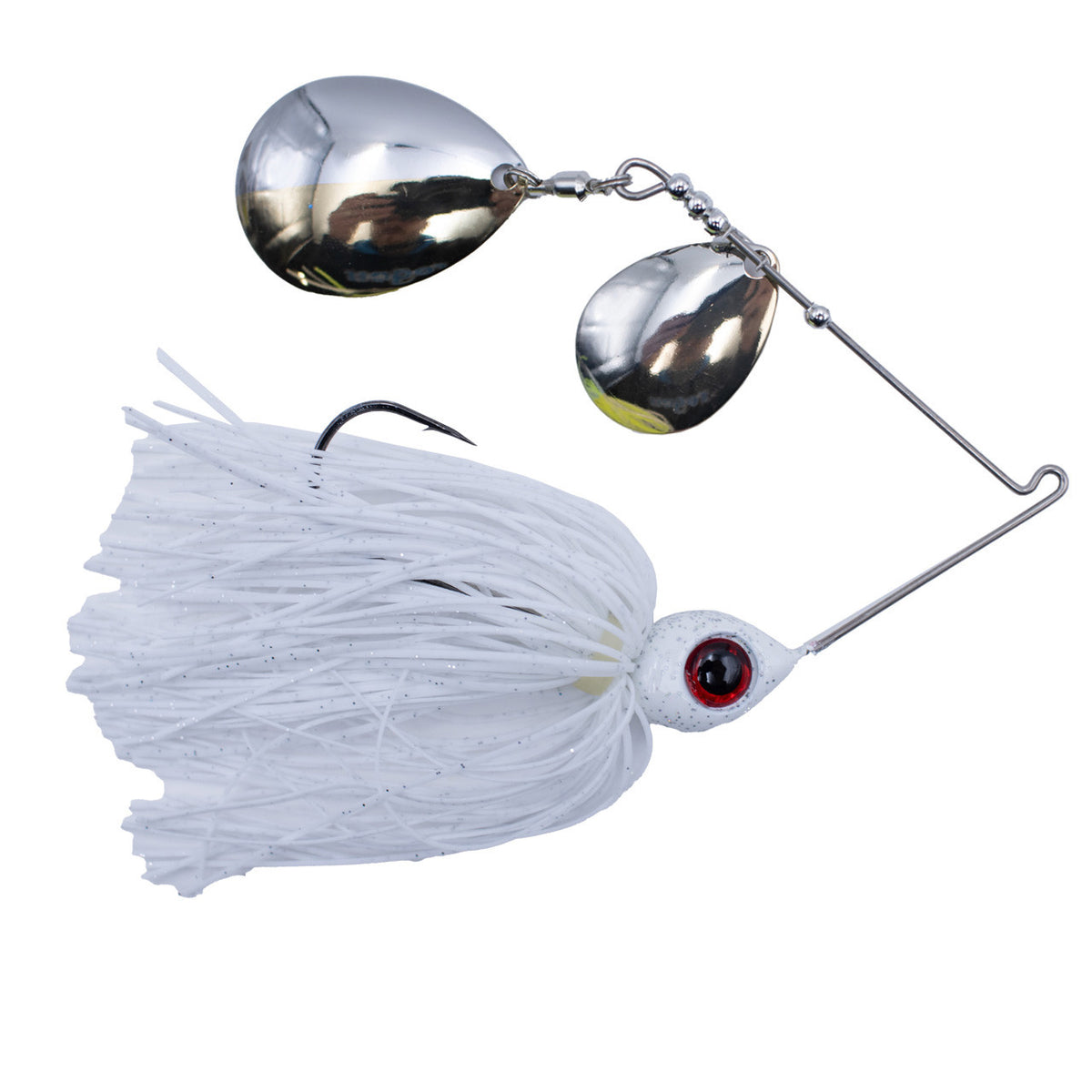 Head Hunter Lures Nasty 50/50 Double Colorado Spinnerbait Product Image in White Silver Glitter