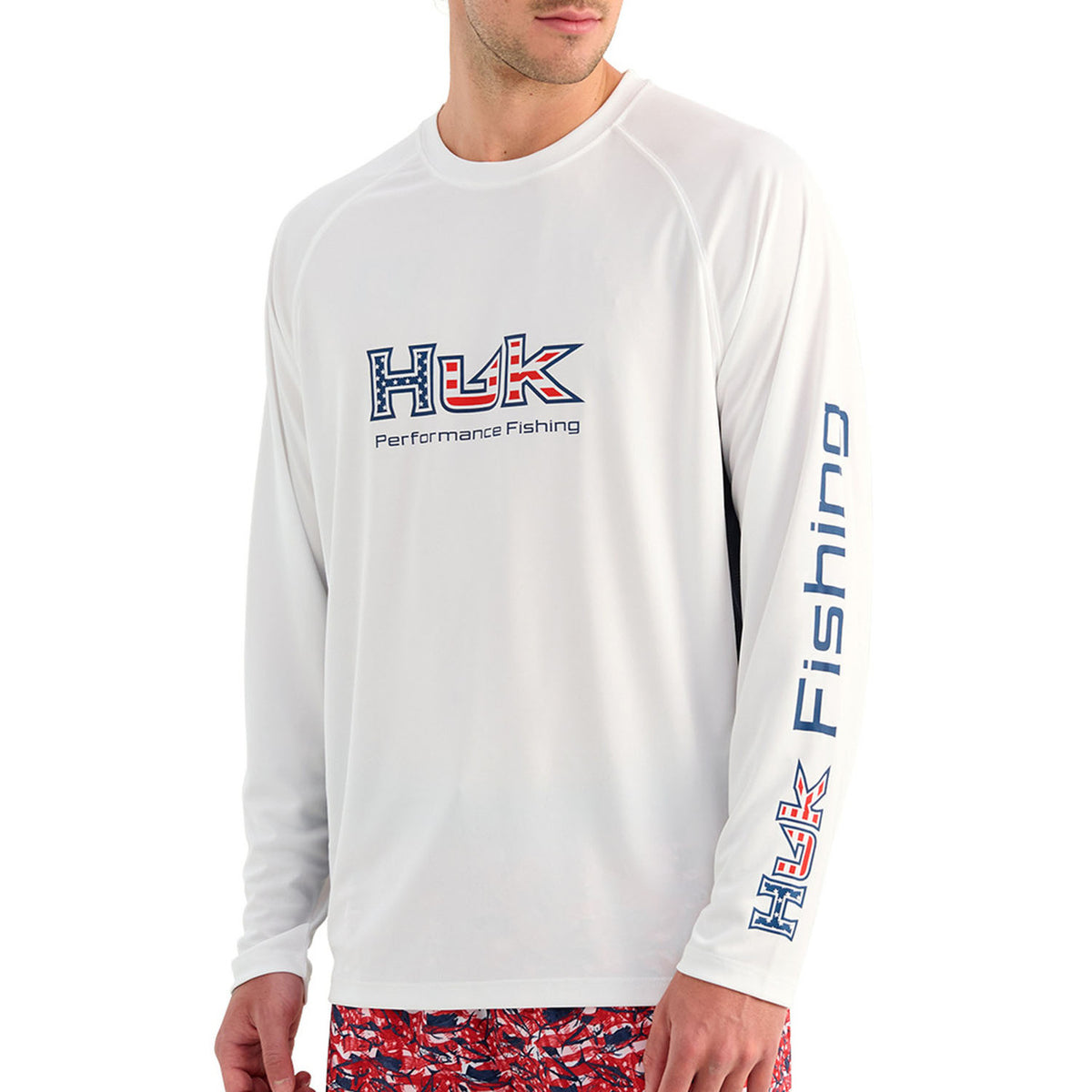 Front Image Huk Performance Fishing Pursuit America Fill Long-Sleeve Crew.