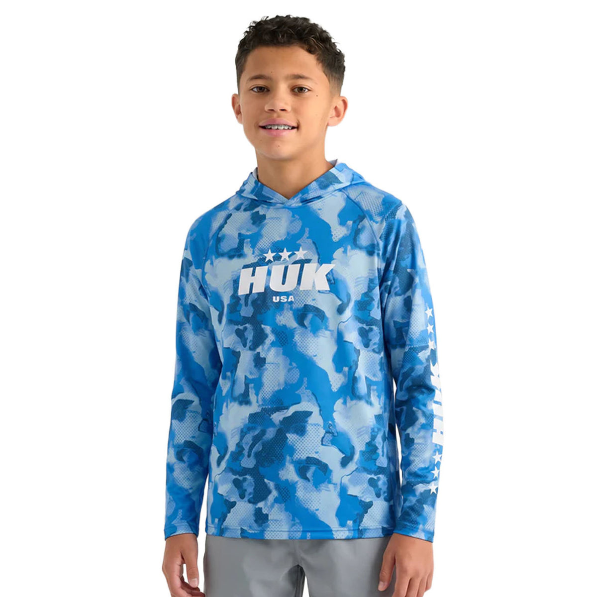 Image of the Huk Youth America 250 Airweight Hoodie in Set Sail