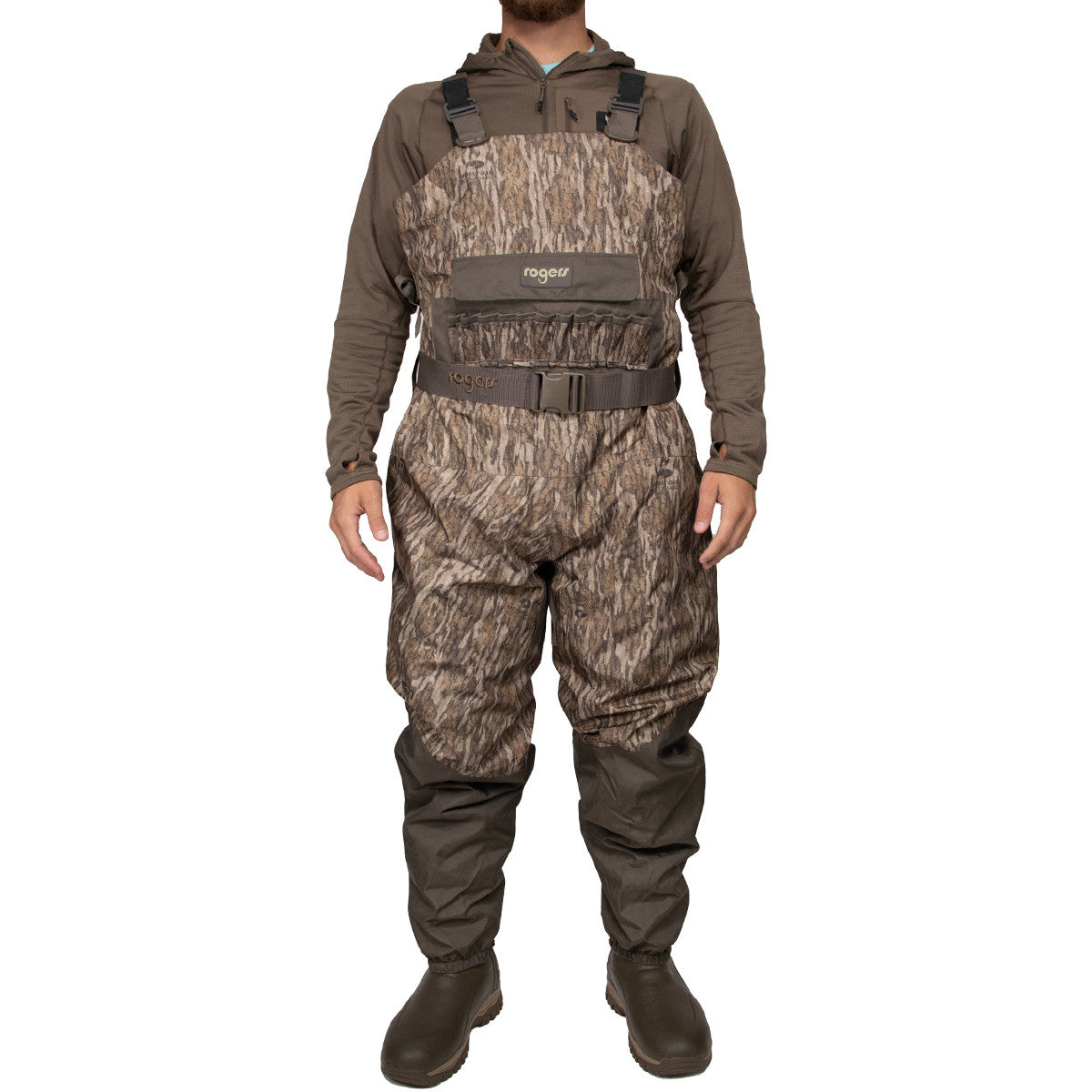 Rogers Elite 2-In-1 Insulated Breathable Wader Model Image in Mossy Oak Bottomland