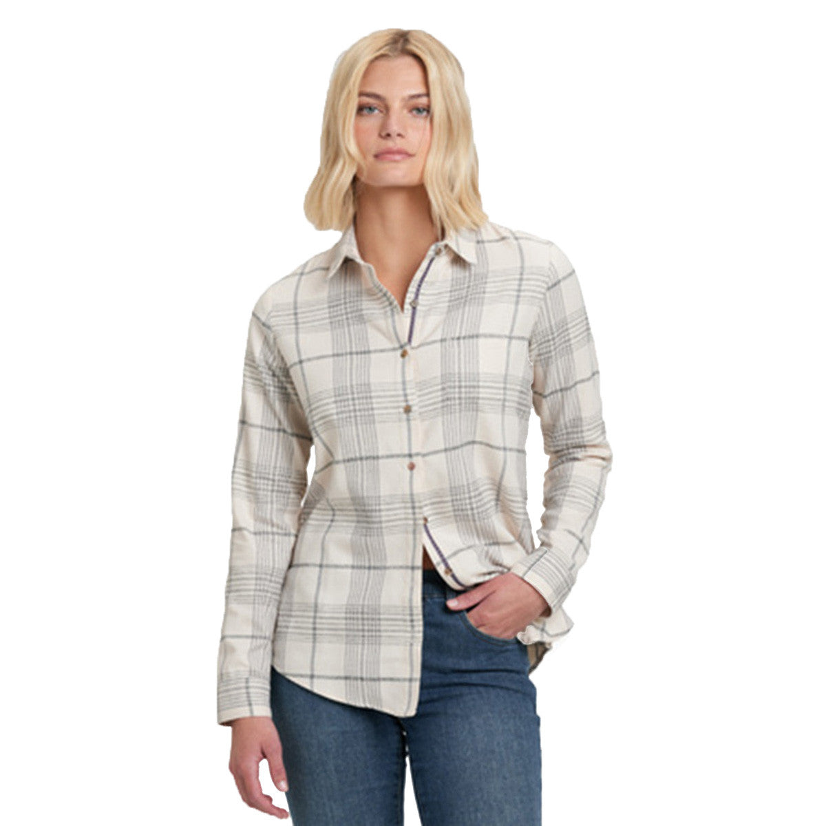 Kuhl Women's Kamila Flannel Shirt, Natural Variation
