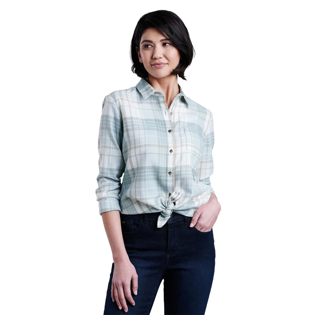 Kuhl Women's Kamila Flannel Shirt, Evergreen Variation