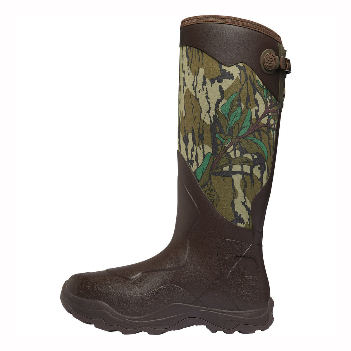 LaCrosse 17" Alpha Agility Rubber Boots, Mossy Oak Green Leaf Side Image