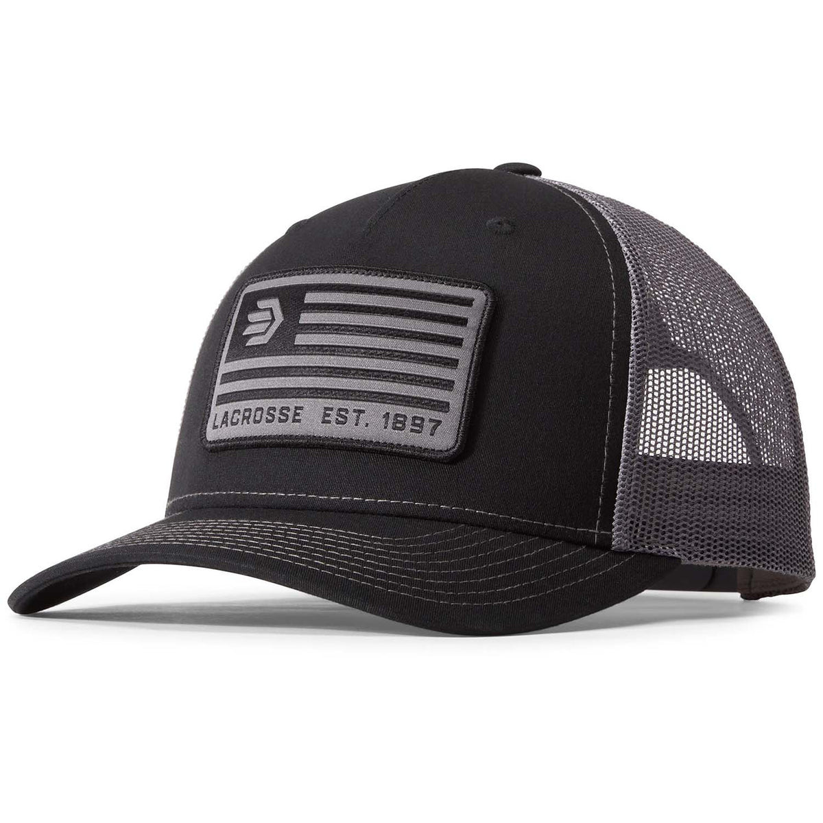 Front image of LaCrosse Banner Trucker Hat.